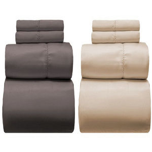 Melange Home Queen Sz 400 TC Cotton Sateen Sheets Hemstitch Taupe